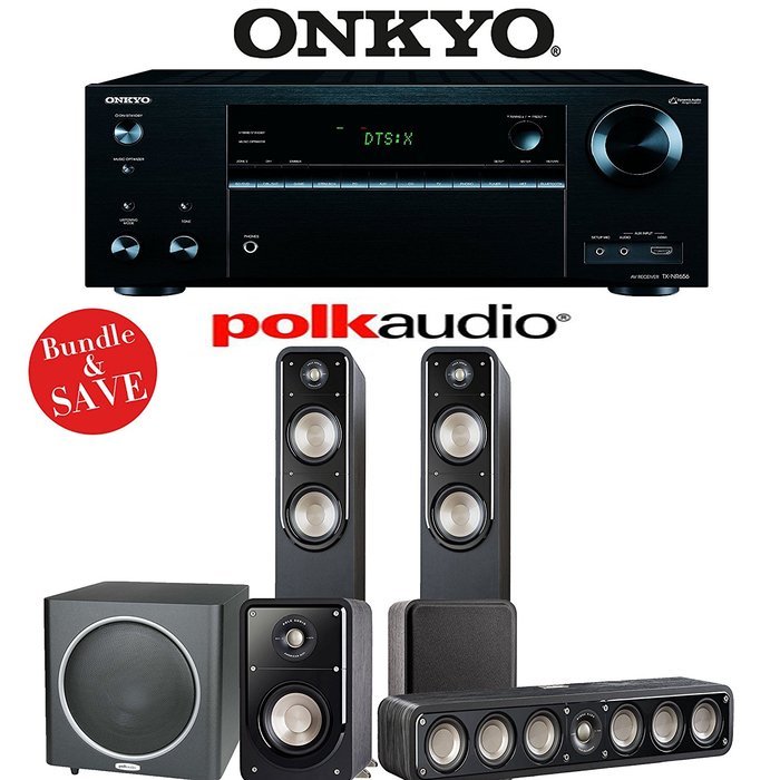 Polk Audio Signature S55 5.1 Home Theater System with Onkyo TX-NR656 7.2-Ch Network AV Receiver