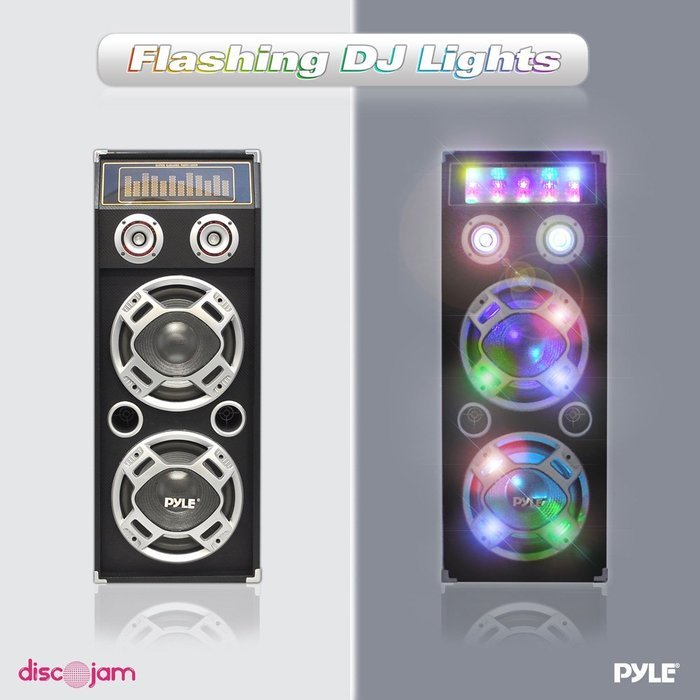 Pyle PSUFM1035A Bluetooth 1000 Watt 2-Way Speaker System with SD Card Reader, FM Radio, 3.5mm AUX Input and Flashing...