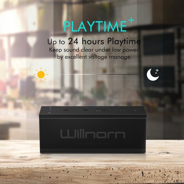 Willnorn SoundPlus Dual-Driver Portable Wireless Bluetooth Speaker with Big Subwoofer Enhanced Bass, 24 Hour Playtime... N4