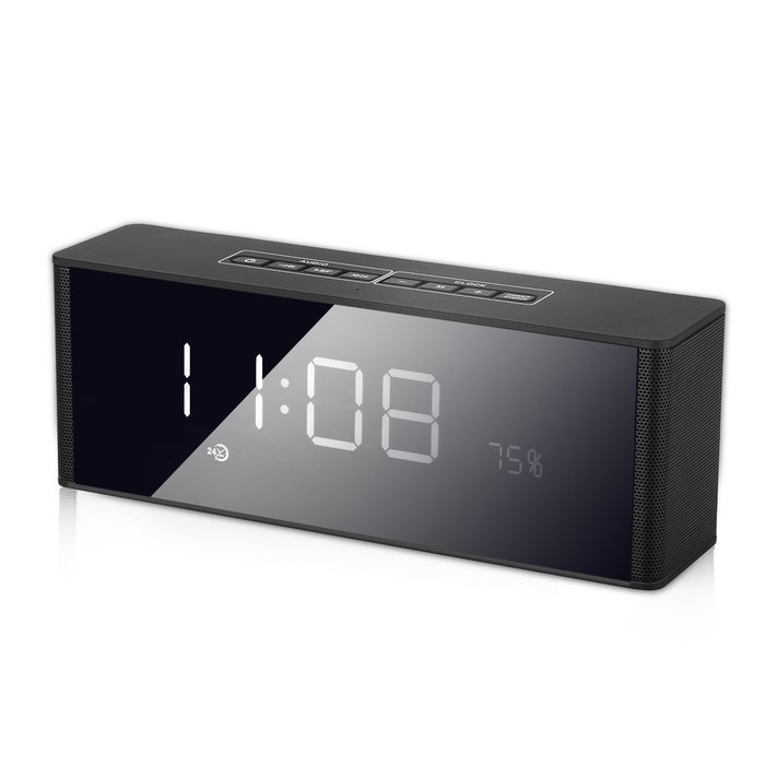 Clock Speaker, Yokkao&reg; Portable Wireless Bluetooth Clock Alarm Speaker with LED Screen Built-in Microphone Support...