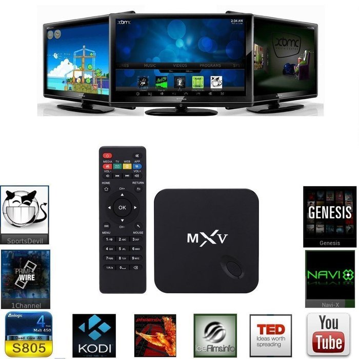 1080P Android TV Box with Kodi MXV MX5 Amlogic S805 Android 4.4 Quad Core Streaming Media Player Set-Top Box for TV N6