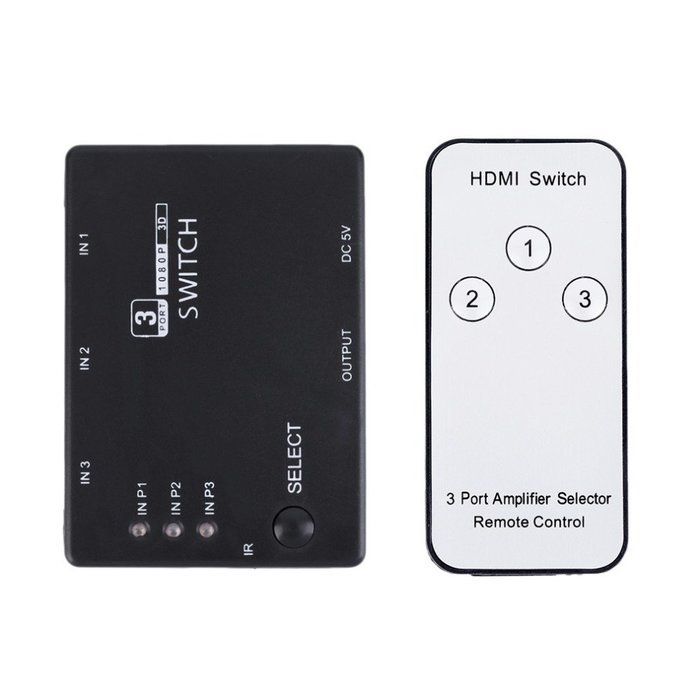 BephaMart 3x1 3 Port 1080P Video HDMI Switch Switcher Splitter IR Remote For HDTV PS3 DVD N2