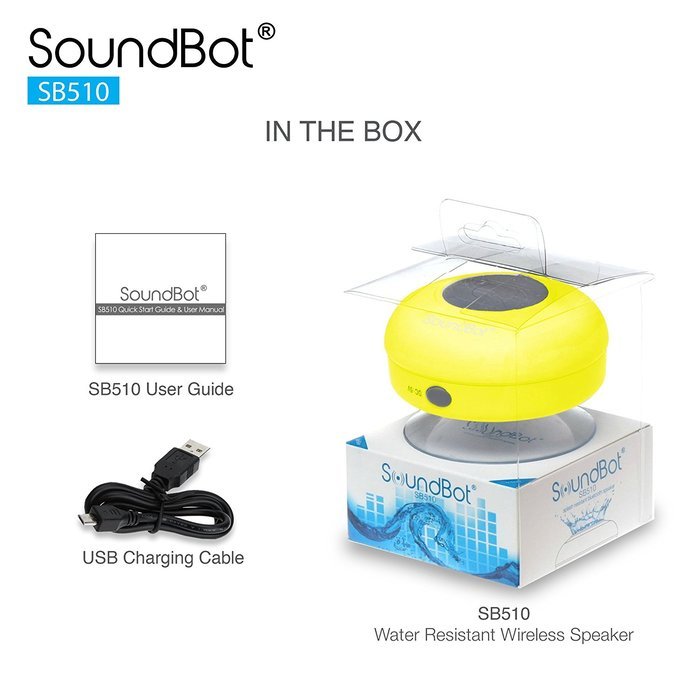 SoundBot&reg; SB510 HD Water Resistant Bluetooth 3.0 Shower Speaker, Handsfree Portable Speakerphone with Built-in... N6
