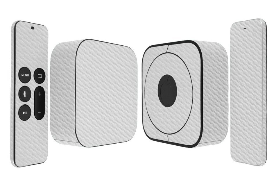 Skinomi TechSkin - Apple TV 2015 (4th Gen) Silver Carbon Fiber Full Body Skin / Front & Back Wrap Clear Film /...