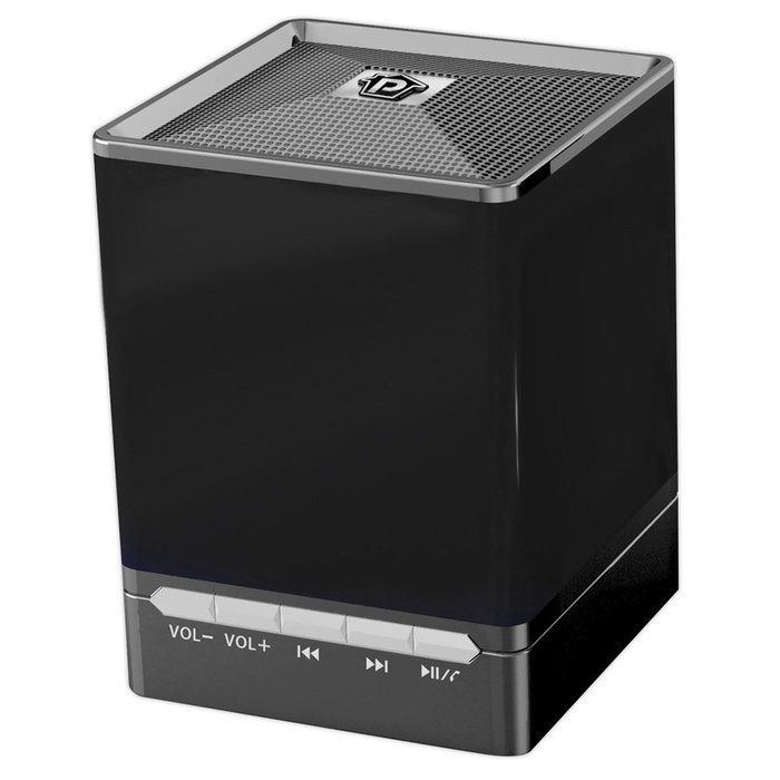 Pyle PBS9BK Bluetooth Mini Cube Speaker with Hands-Free Phone Function, Aux-In, 8 Hours of Playback