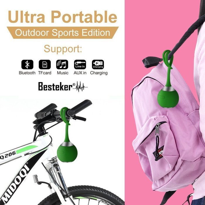 Besteker Outdoor Silicon Drop Resistantance Portable Wireless Speaker Waterproof Bluetooth Speaker Green N6