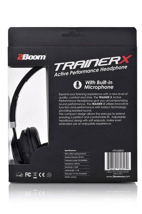 2 BOOM Trainer Wired In Ear Digital Comfort Buds with Microphone Headphones Black N3