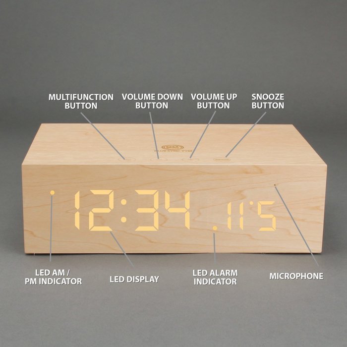 Wireless Bluetooth Stereo Speaker Clock Kit with Alarm Functions and LED Display by GOgroove - Works With Smartphones... N3