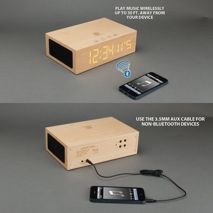 Wireless Bluetooth Stereo Speaker Clock Kit with Alarm Functions and LED Display by GOgroove - Works With Smartphones... N4
