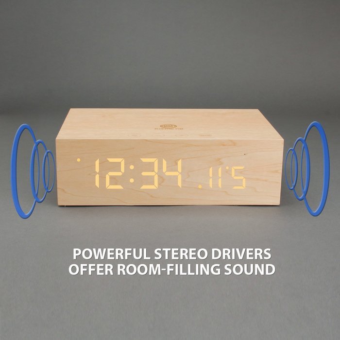 Wireless Bluetooth Stereo Speaker Clock Kit with Alarm Functions and LED Display by GOgroove - Works With Smartphones... N5