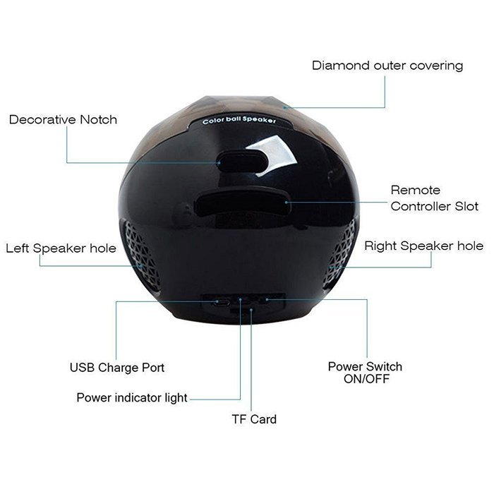 DRILLPRO LED Color Changing Bluetooth Speaker,Portable Wireless Speaker - LED Ball Speaker with Enhanced Bass,... N5