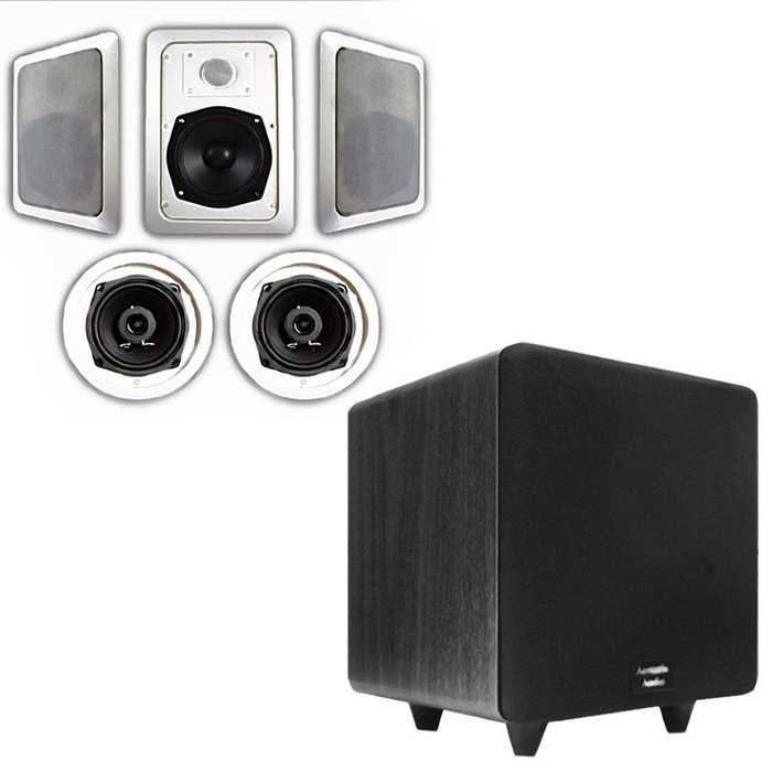 Acoustic Audio HT-55 In-Wall/Ceiling 5.1 Home Theater Speakers and 10" Powered Sub HT-55-CS10B