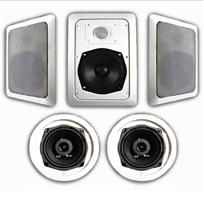 Acoustic Audio HT-55 In-Wall/Ceiling 5.1 Home Theater Speakers and 10" Powered Sub HT-55-CS10B N2