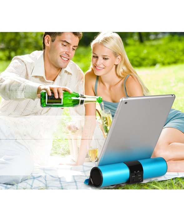 iRULU Portable Bluetooth Speaker With Stand Seat Hi-Fi Subwoofer Hands Free Design For Tablet Smartphone - Silver N12