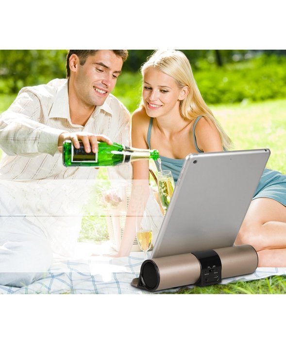 iRULU Portable Bluetooth Speaker With Stand Seat Hi-Fi Subwoofer Hands Free Design For Tablet Smartphone - Silver N20