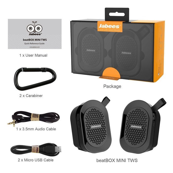 2016] Dual Portable Bluetooth V4.1 True Wireless Stereo Speakers, Jabees beatBOX MINI TWS Splash Proof Wireless... N7