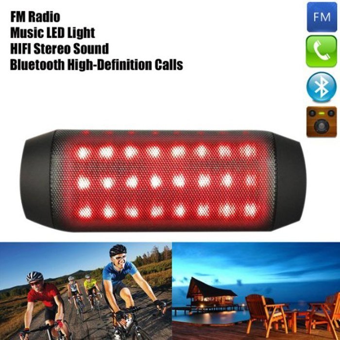 WFS Portable Wireless Stereo Bluetooth Speaker Multi Color Flash LED Light Speaker with Player & FM Radio for... N5
