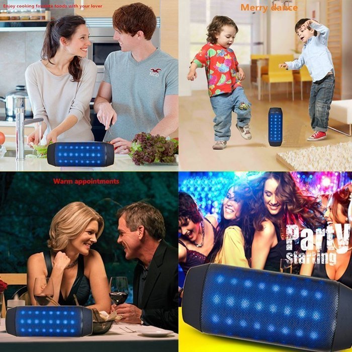 WFS Portable Wireless Stereo Bluetooth Speaker Multi Color Flash LED Light Speaker with Player & FM Radio for... N6