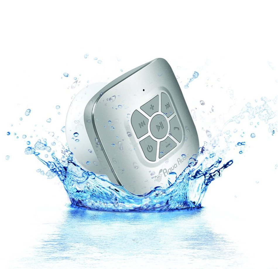 AquaAudio QZ-2Q0H-R3GO Cube Waterproof Bluetooth Wireless Speaker with Suction Cup and Built-in Mic for All Bluetooth...