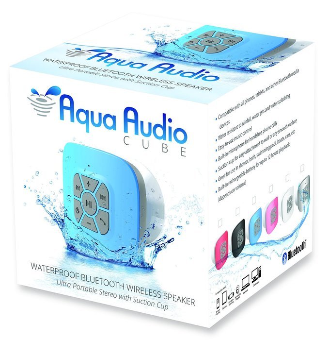 AquaAudio QZ-2Q0H-R3GO Cube Waterproof Bluetooth Wireless Speaker with Suction Cup and Built-in Mic for All Bluetooth... N3