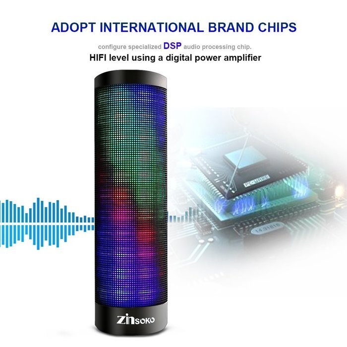 Zinsoko Bluetooth 4.0 Wireless Portable Speakers with LED Lights and Built-in Microphone N5