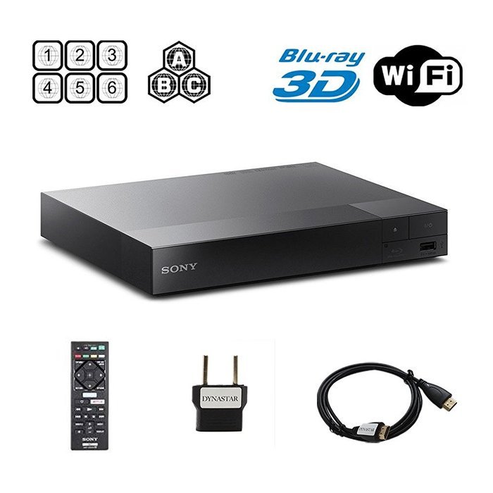 Sony BDP-S1500 Multi Region Blu-ray DVD, Region Free Player 110-240 volts, HDMI Cable & Dynastar Plug Adapter... N4