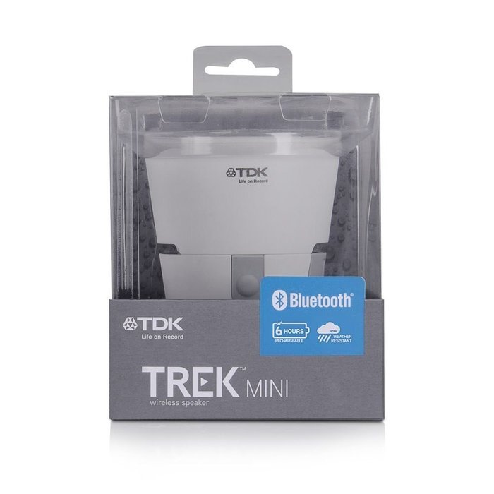 TDK Life On Record A08 TREK Mini Wireless Bluetooth Weather Resistant Portable Speaker - White N6