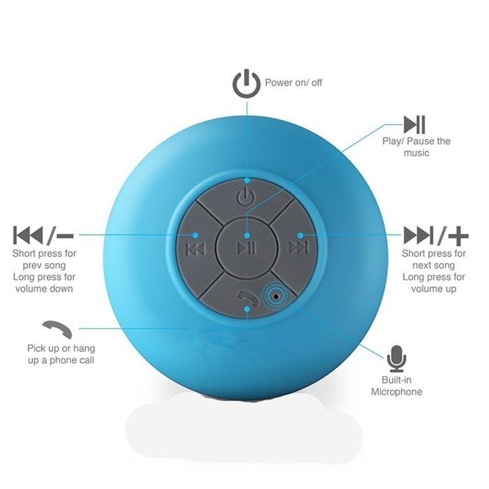 Hipipooo Portable Mini HIFI Waterproof Shower Pool Wireless Bluetooth Speaker Handsfree with Mic (Black) N16