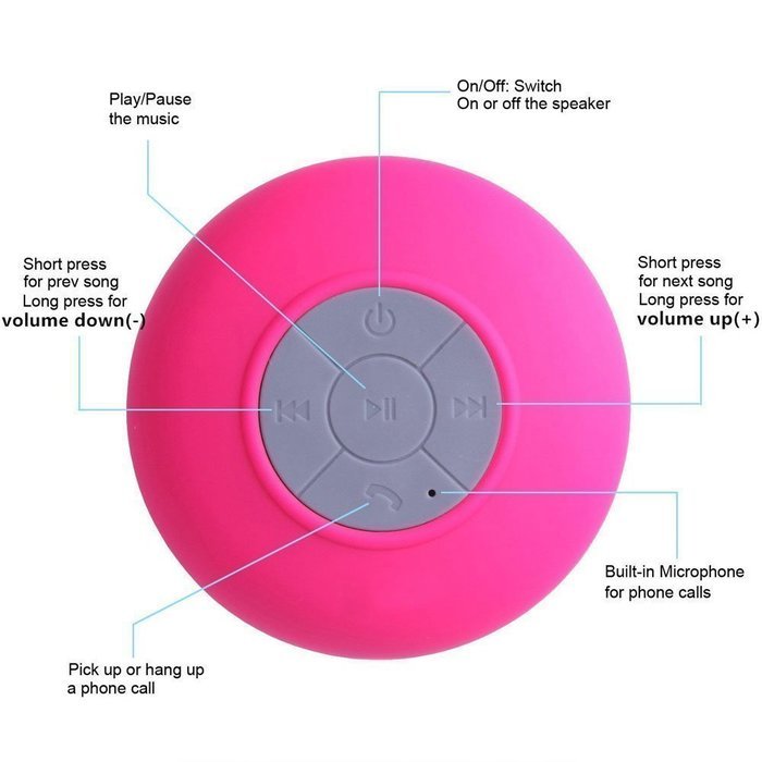 Hipipooo Portable Mini HIFI Waterproof Shower Pool Wireless Bluetooth Speaker Handsfree with Mic (Black) N37