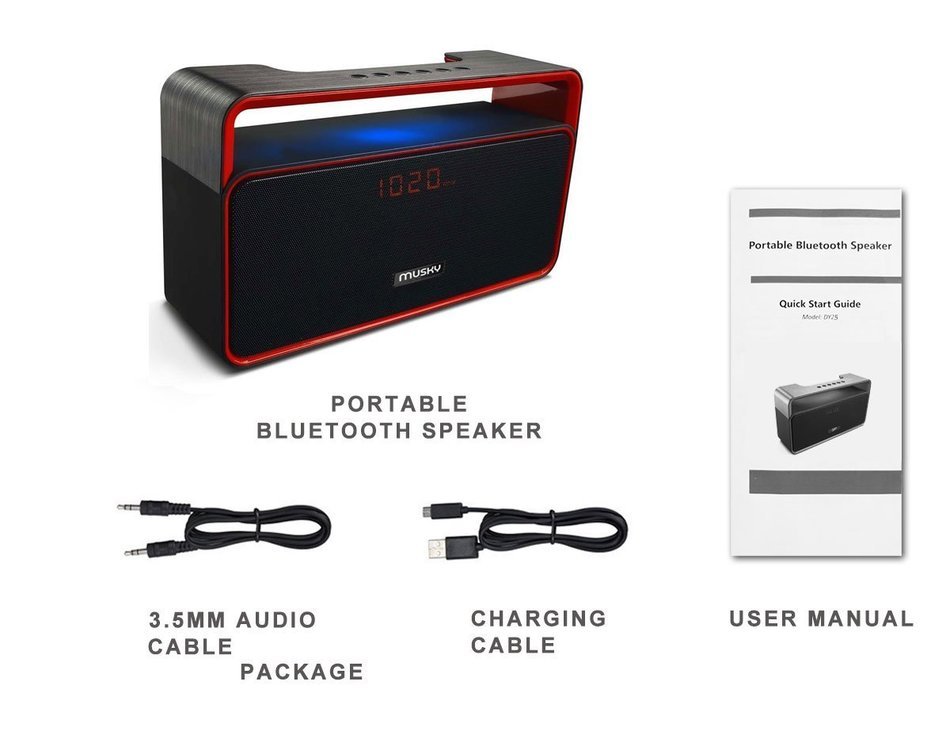 Portable Bluetooth Speaker, with 2x5W Acoustic Drivers, LED Display, Dual Subwoofer, FM Radio, Handsfree Speakerphone... N4