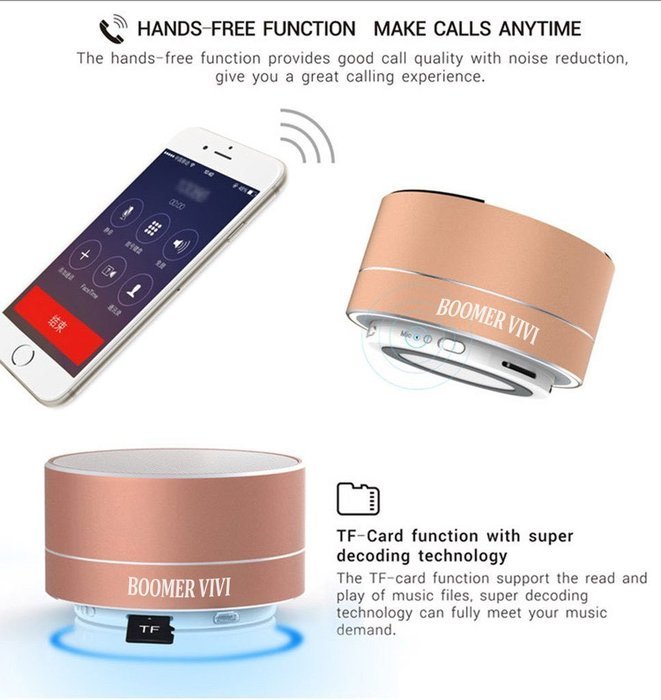 BOOMER VIVI Bluetooth Speakers With Subwoofer B19 Mini Compact Wireless Speaker With LED Light Hi-Fi Quality Sound... N6