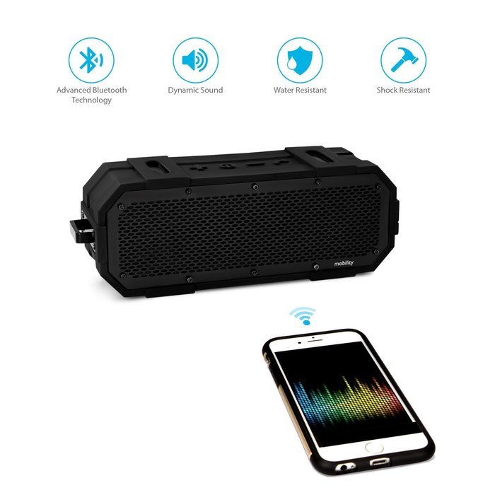 Mobility Portable Bluetooth 3.0 Speaker - Best & Loudest Stereo Wireless Rechargeable\ Shockproof Water-Resistant... N3