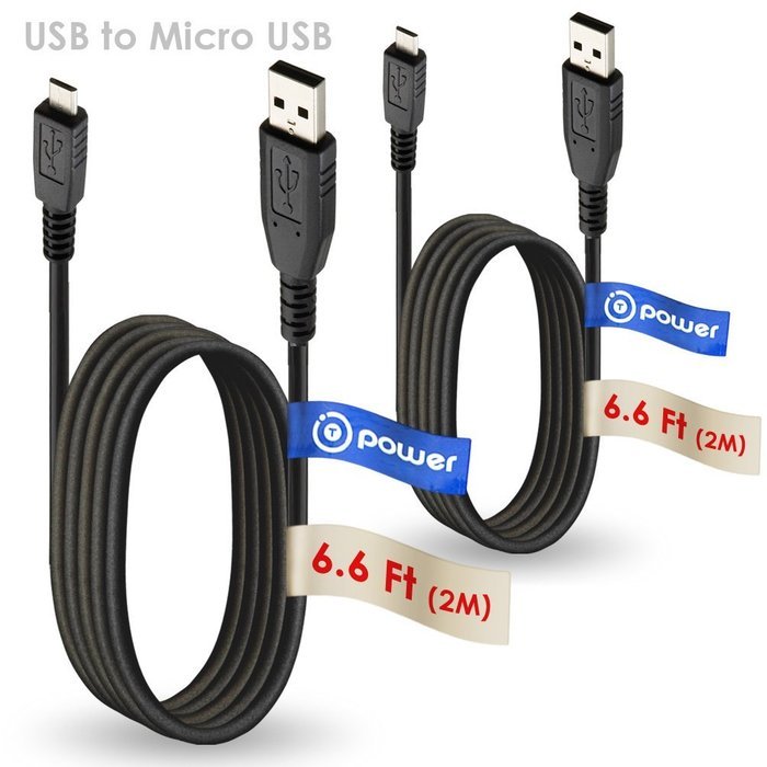 T-Power 2 x pcs ( 6.6 ft Long ) Micro-USB to USB Cable for Logitech UE Mobile Boombox / JBL Charge, JBL Micro...