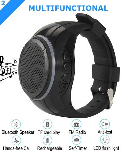 Frewico X10 Watch Shape Ultra Portable Outdoor Wireless Bluetooth Speakers with LED lights + FM radio + Microphone... N3