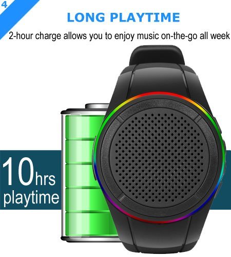 Frewico X10 Watch Shape Ultra Portable Outdoor Wireless Bluetooth Speakers with LED lights + FM radio + Microphone... N5