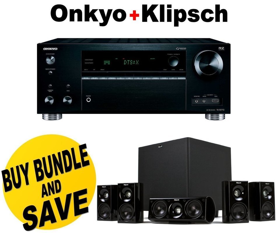 Onkyo TX-RZ710 7.2 Channel Network A/V Receiver + Klipsch HDT-600 Home Theater System Bundle