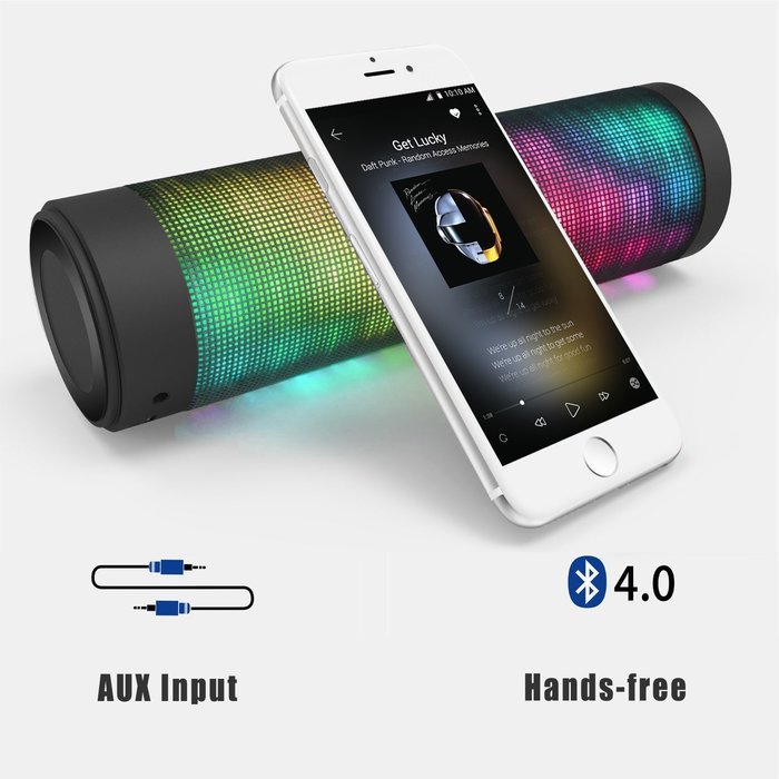 Hip-Hop Portable Speaker, Pasonomi Hi-Fi Wireless Bluetooth Speaker with Colorful LED light Built-in Microphone... N3