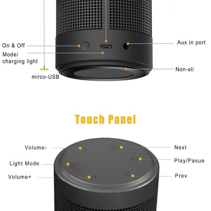 Hip-Hop Portable Speaker, Pasonomi Hi-Fi Wireless Bluetooth Speaker with Colorful LED light Built-in Microphone... N4