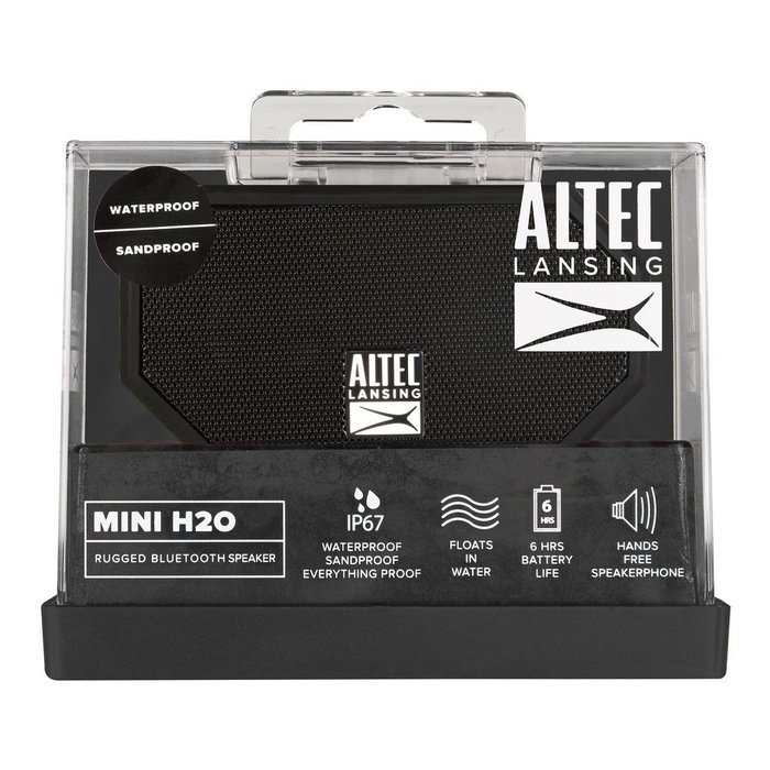 Altec Lansing IMW257-BLK Mini H2O Waterproof, Sandproof, Snowproof and Shockproof Bluetooth Speaker, Black N4