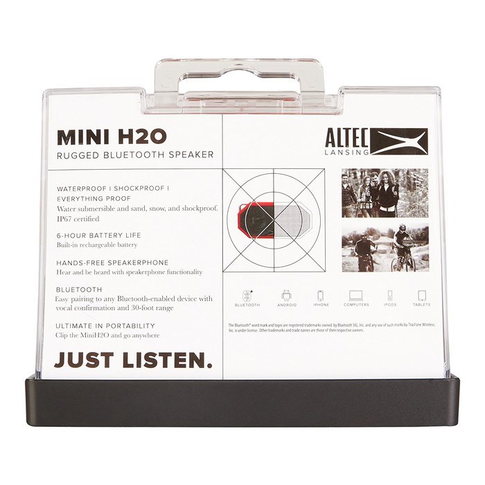 Altec Lansing IMW257-BLK Mini H2O Waterproof, Sandproof, Snowproof and Shockproof Bluetooth Speaker, Black N14