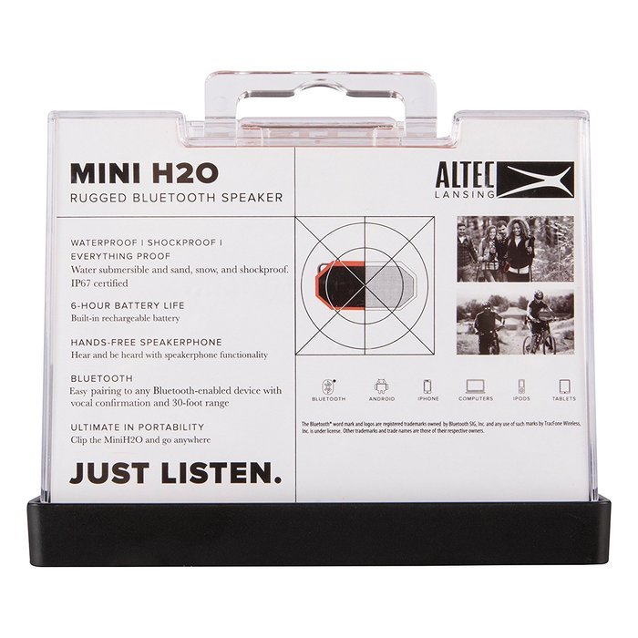 Altec Lansing IMW257-BLK Mini H2O Waterproof, Sandproof, Snowproof and Shockproof Bluetooth Speaker, Black N22
