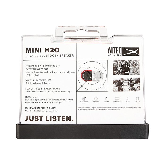Altec Lansing IMW257-BLK Mini H2O Waterproof, Sandproof, Snowproof and Shockproof Bluetooth Speaker, Black N36