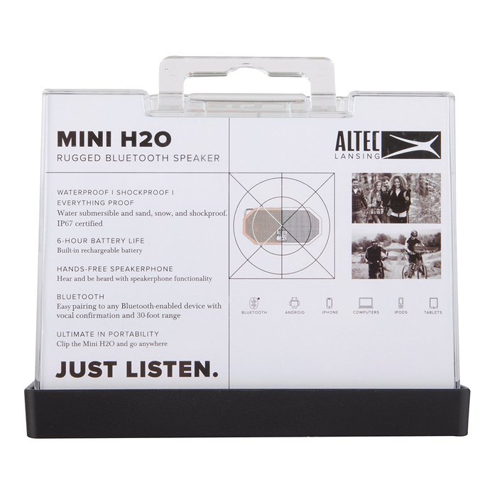 Altec Lansing IMW257-BLK Mini H2O Waterproof, Sandproof, Snowproof and Shockproof Bluetooth Speaker, Black N51