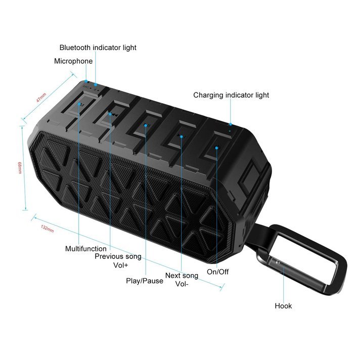 Ecandy Waterproof Outdoor Speaker, Bluetooth Speaker with Mic,12 Hours Playtime and IPX6 Waterproof for iPhone... N3