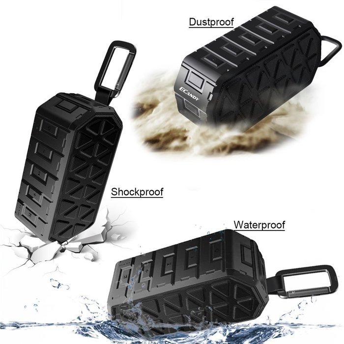 Ecandy Waterproof Outdoor Speaker, Bluetooth Speaker with Mic,12 Hours Playtime and IPX6 Waterproof for iPhone... N4