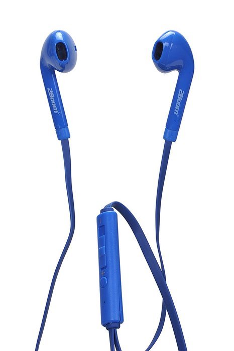 2BOOM Noise Isolating Sport Wired Earbuds Headphones with Microphone and Volume Control Blue