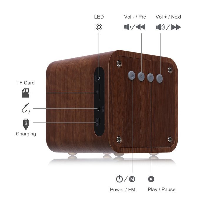 Bluetooth Speaker Wood, ZENBRE F3 6W Portable Bluetooth 4.0 Speakers with 10h Play Time, Wireless Computer Speaker... N4