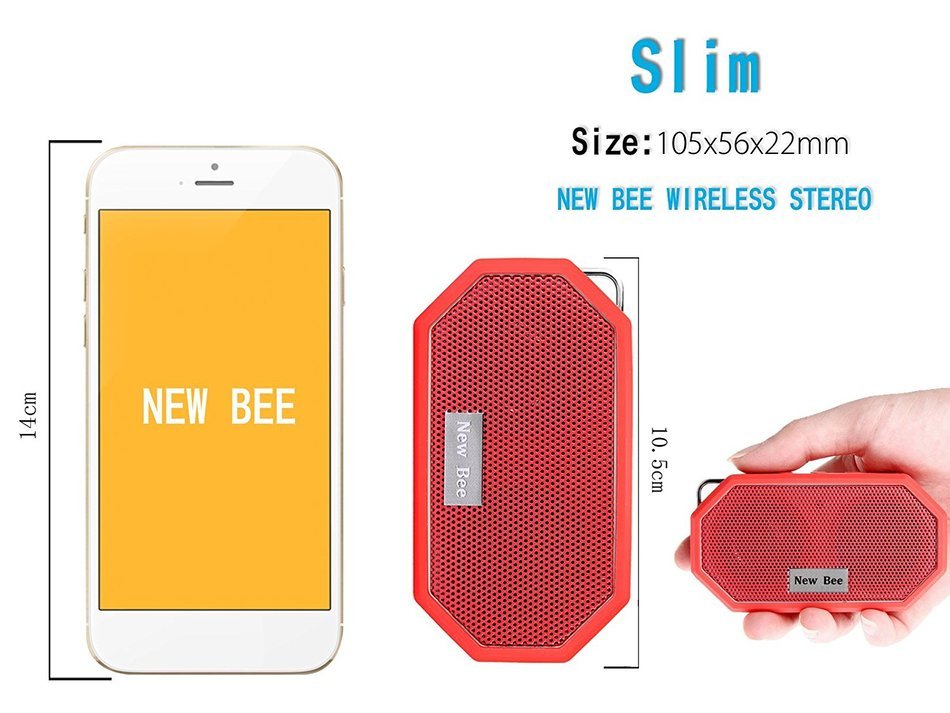 Creaker &reg; New Bee Portable Pocket Waterproof &nbsp;Shower Shockproof Wireless Bluetooth Speaker With Mic CSR V4.0 Bluetooth... N2