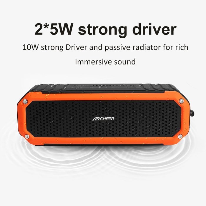 Archeer A226 Portable Bluetooth Speakers Outdoor Sport Shower Wireless Speaker with Light, Clip, Microphone, Silver N11