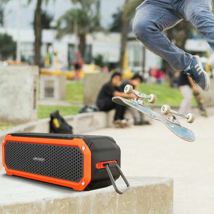 Archeer A226 Portable Bluetooth Speakers Outdoor Sport Shower Wireless Speaker with Light, Clip, Microphone, Silver N12